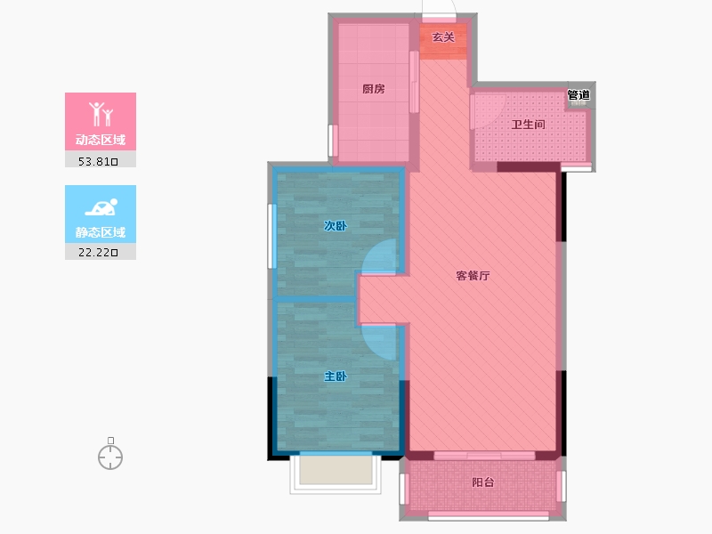 北京-北京市-运通花园-1111栋-66.47-户型库-动静分区