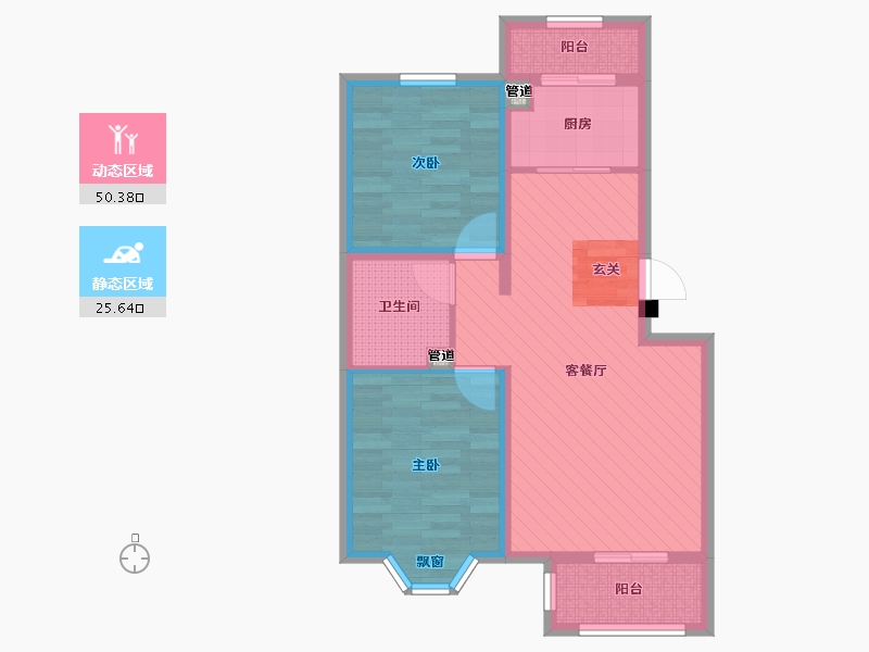 内蒙古自治区-呼和浩特市-易构城小区-66.47-户型库-动静分区