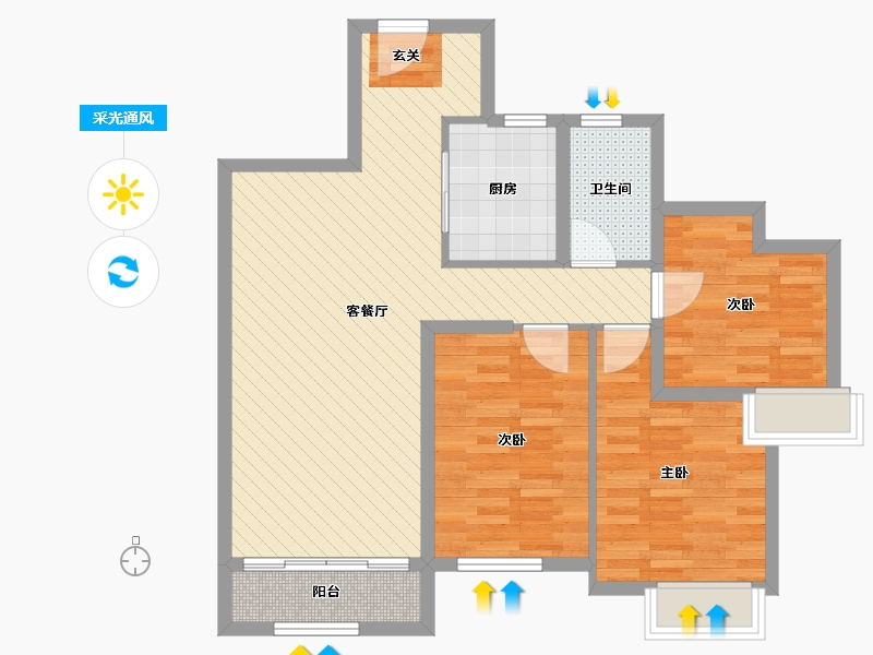 江西省-南昌市-龙泉湾-83.20-户型库-采光通风