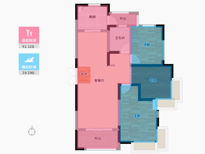 安徽省-安庆市-新里・卢浮公馆-87.21-户型库-动静分区