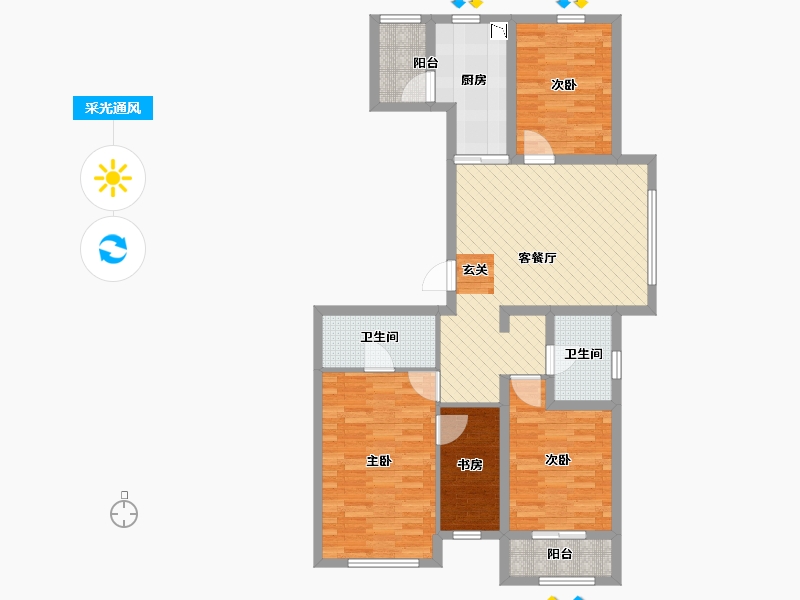 辽宁省-沈阳市-荣业广场-95.63-户型库-采光通风