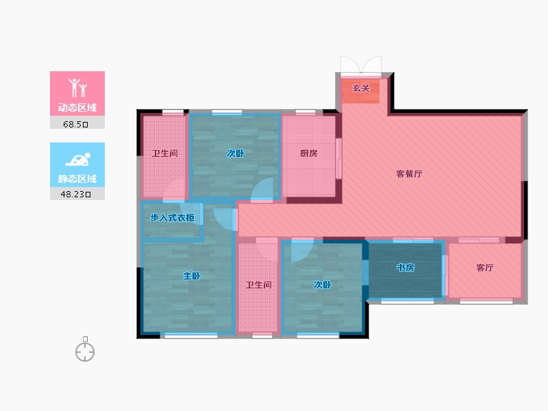 湖南省-长沙市-清溪川九号-101.37-户型库-动静分区