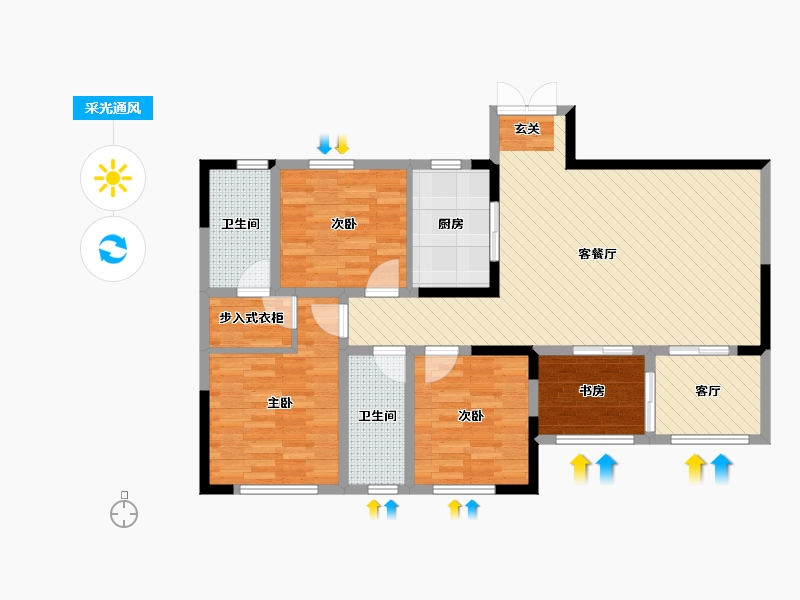 湖南省-长沙市-清溪川九号-101.37-户型库-采光通风