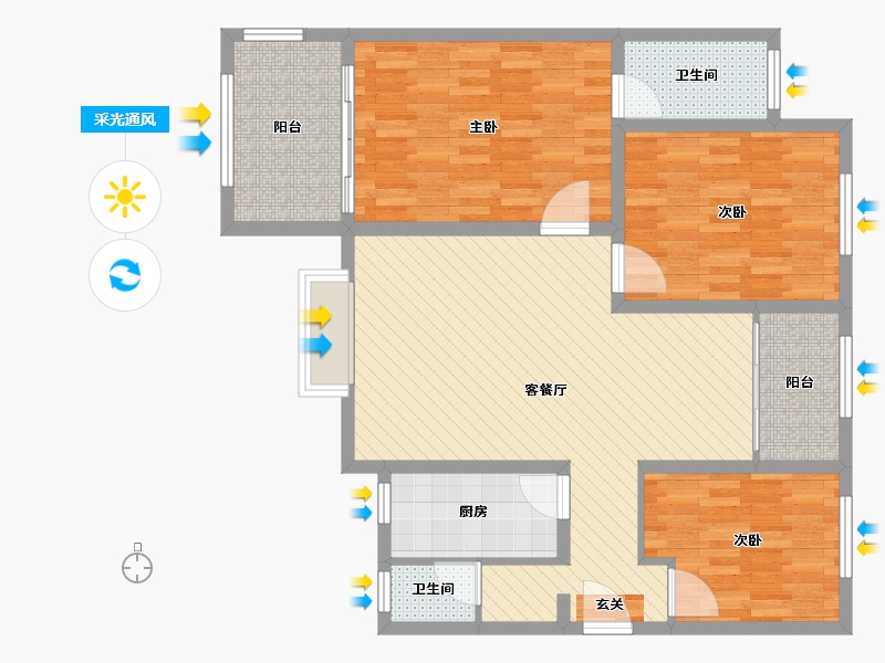 陕西省-延安市-鲁艺一号苑-102.40-户型库-采光通风