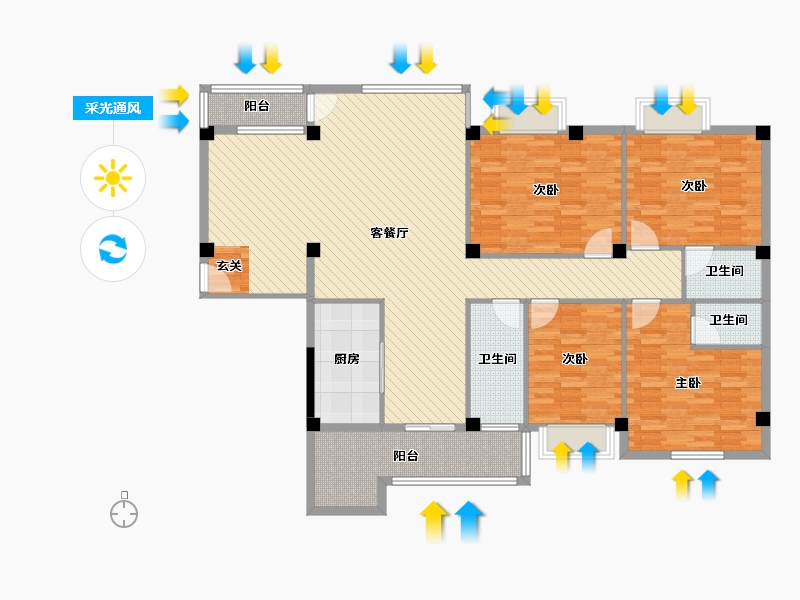 广东省-梅州市-鸿云花园-153.23-户型库-采光通风