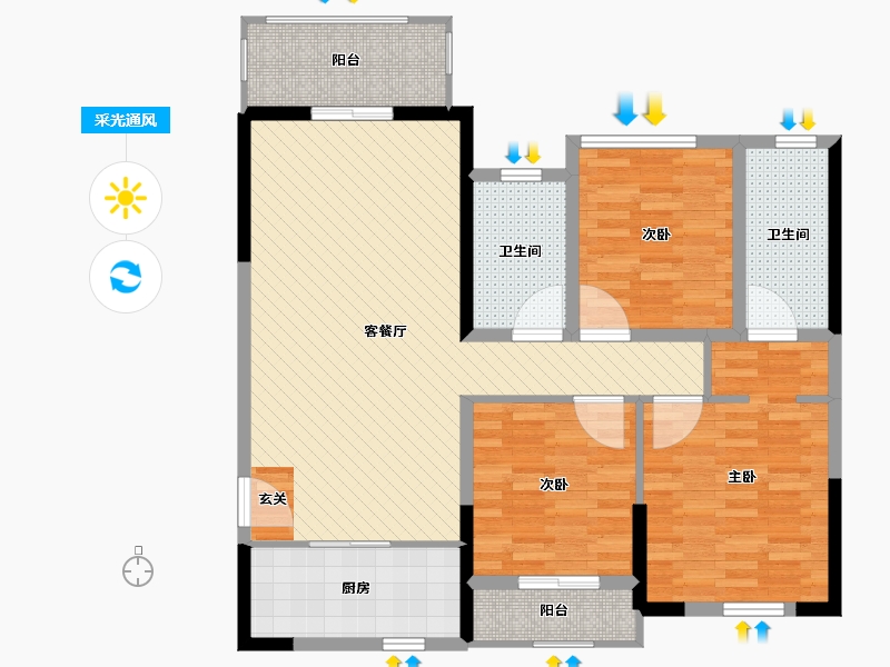 福建省-泉州市-尚都华庭-99.80-户型库-采光通风