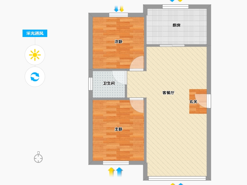 山东省-青岛市-仁和居-64.92-户型库-采光通风