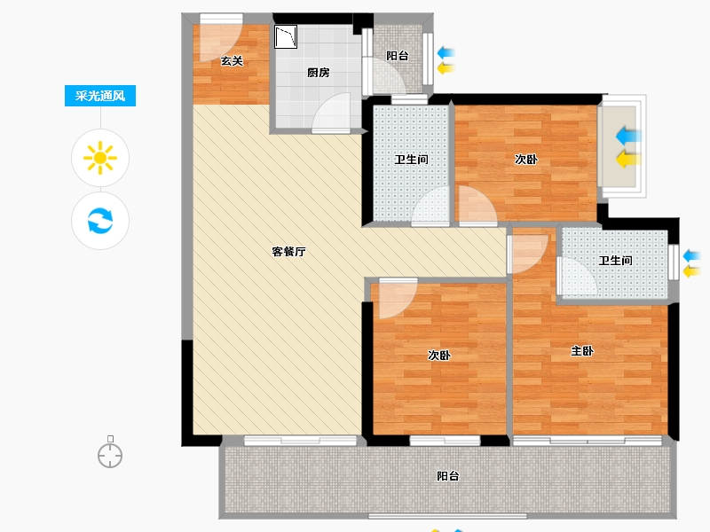 广西壮族自治区-南宁市-大唐天城-91.66-户型库-采光通风