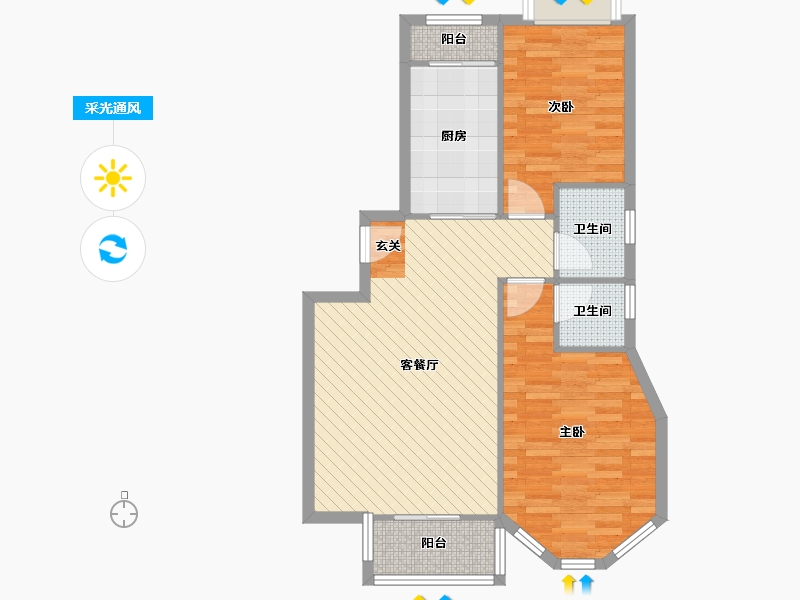 北京-北京市-新华联家园-北区-74.97-户型库-采光通风