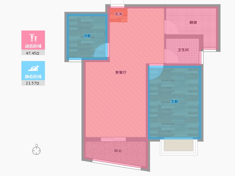 江苏省-苏州市-东振花园-59.83-户型库-动静分区