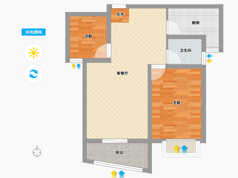 江苏省-苏州市-东振花园-59.83-户型库-采光通风