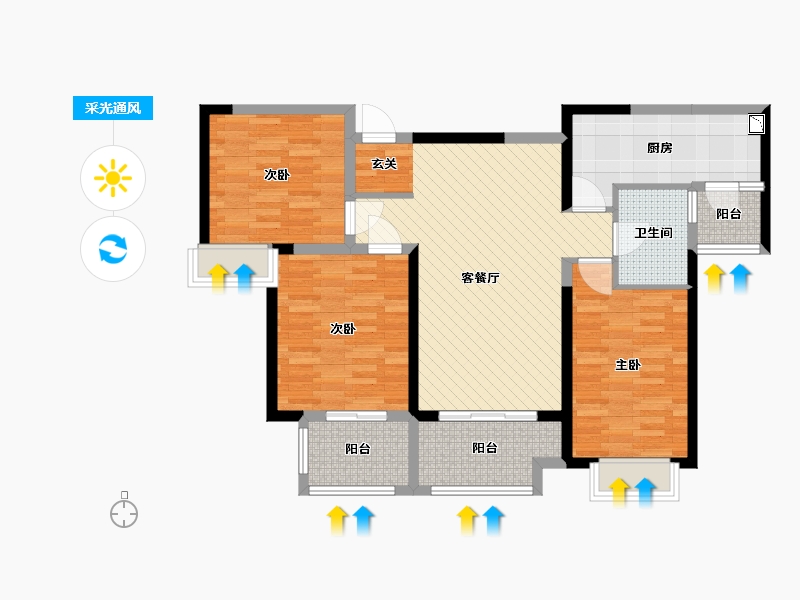 安徽省-阜阳市-宝龙广场-94.28-户型库-采光通风