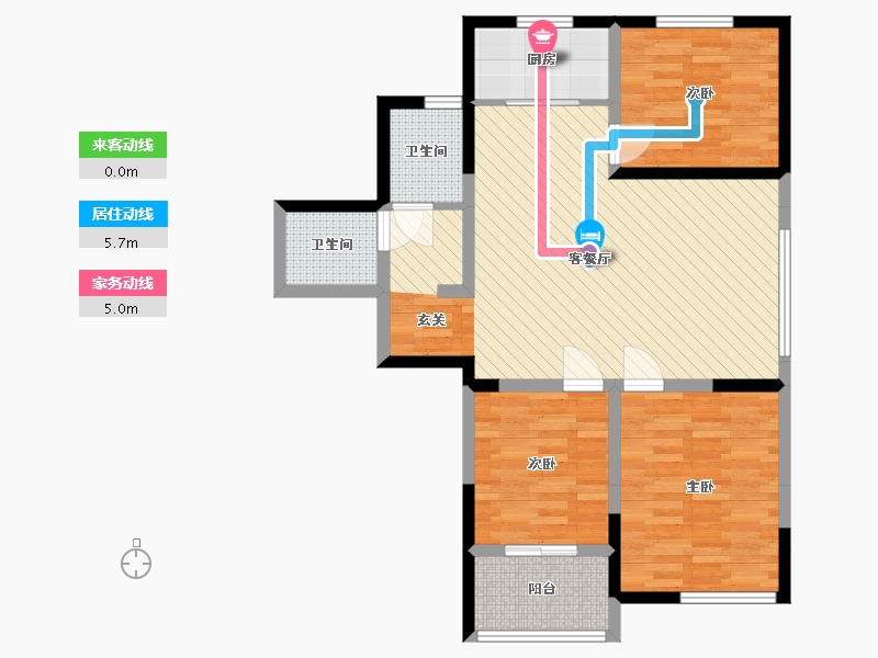 山东省-泰安市-贵和名邸-85.63-户型库-动静线