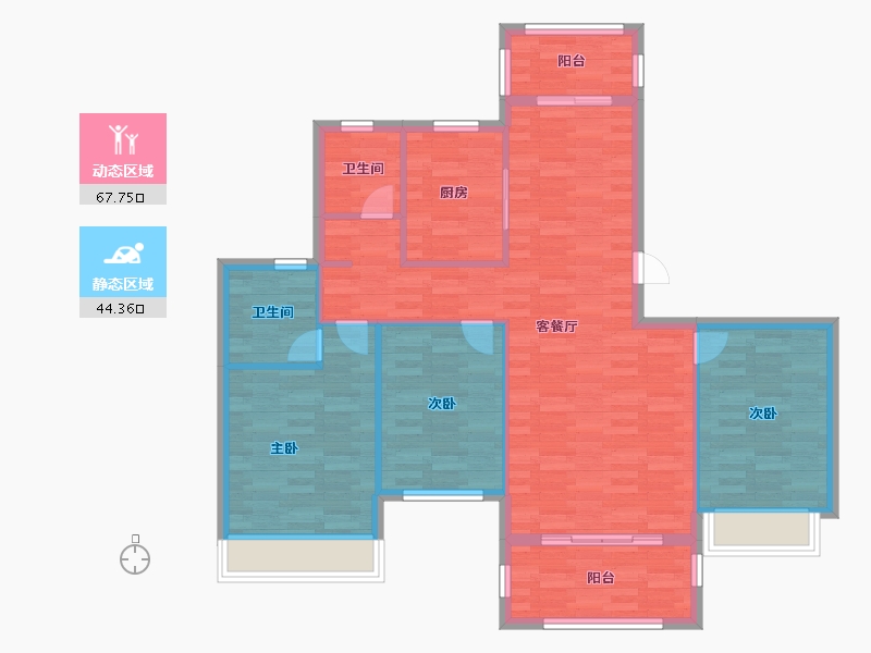 湖南省-衡阳市-衡山盛豪状元府-102.00-户型库-动静分区