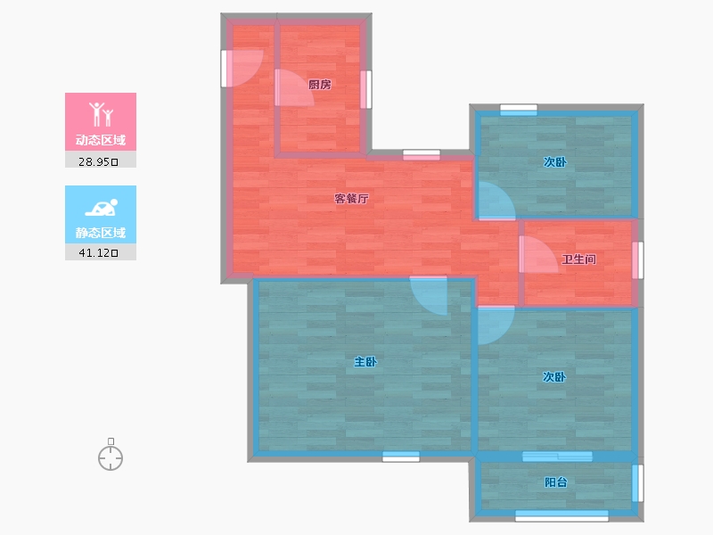 江苏省-南京市-高教新村2幢B套-62.86-户型库-动静分区