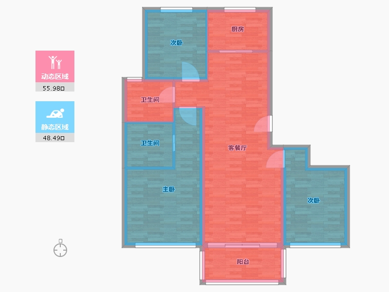 浙江省-杭州市-阳光城檀悦-94.29-户型库-动静分区