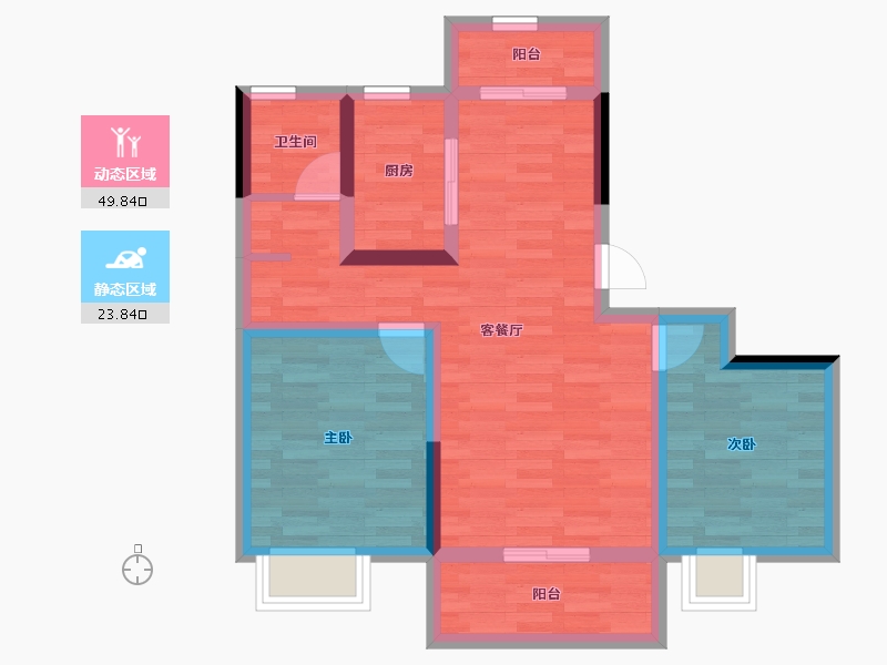 宁夏回族自治区-银川市-三沙源12区16号楼一单元902-64.42-户型库-动静分区