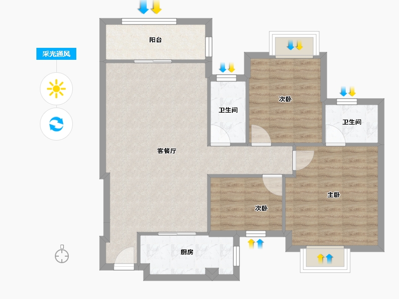 福建省-厦门市-华林金盛-80.77-户型库-采光通风