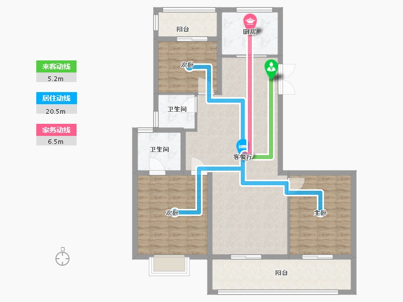 江苏省-泰州市-金通・玫瑰园-107.76-户型库-动静线