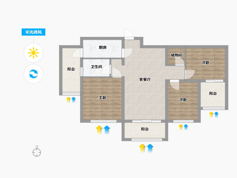 河南省-新乡市-星海国际-80.99-户型库-采光通风