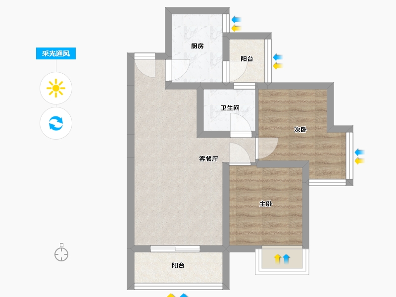 四川省-成都市-胜天人居-51.15-户型库-采光通风