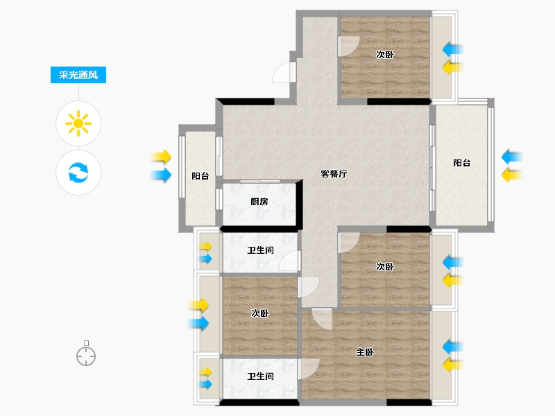 广东省-湛江市-碧桂园盛世名门-111.28-户型库-采光通风