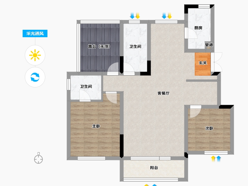 辽宁省-沈阳市-金地艺华年-94.20-户型库-采光通风