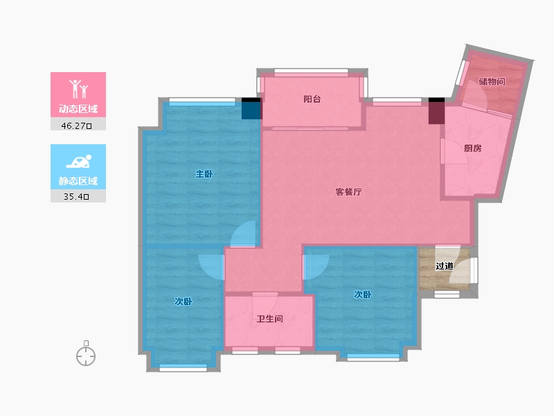 贵州省-贵阳市-万科金域华府-75.95-户型库-动静分区