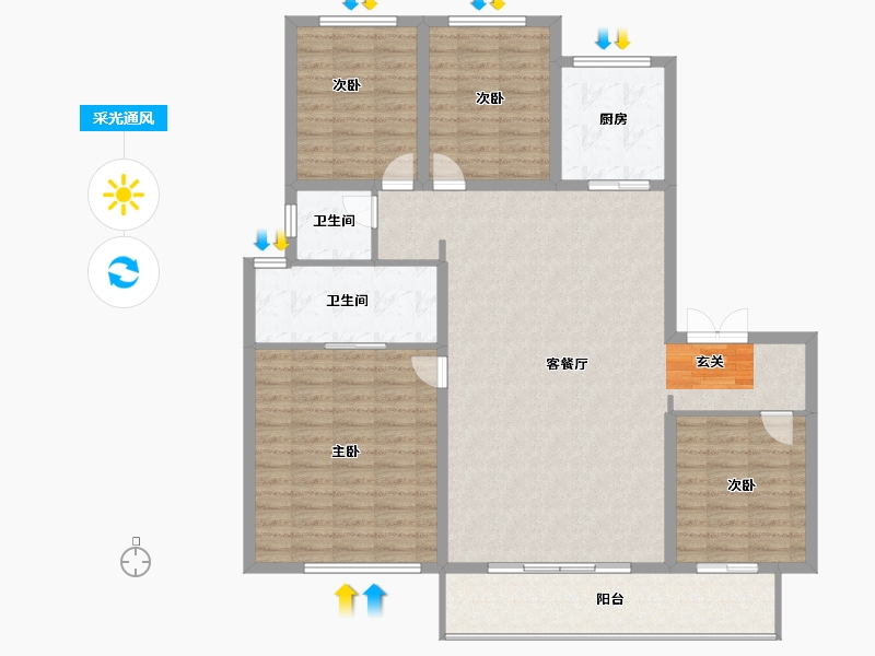 陕西省-铜川市-龙记檀府-133.66-户型库-采光通风