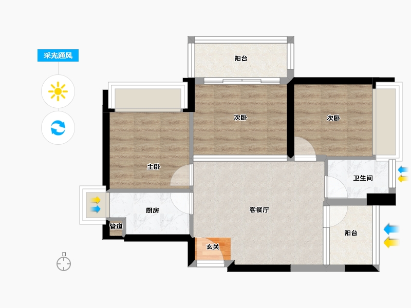 广东省-深圳市-鸿荣源・壹成中心璞誉府-59.04-户型库-采光通风