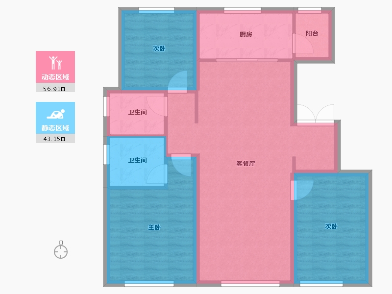 辽宁省-沈阳市-万科翡翠臻园-89.98-户型库-动静分区