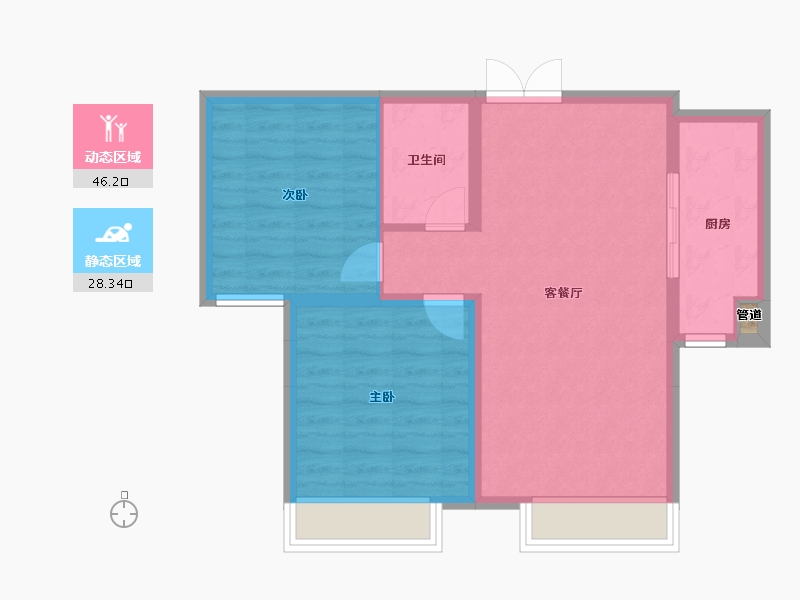 内蒙古自治区-通辽市-百花新城旭园-67.54-户型库-动静分区