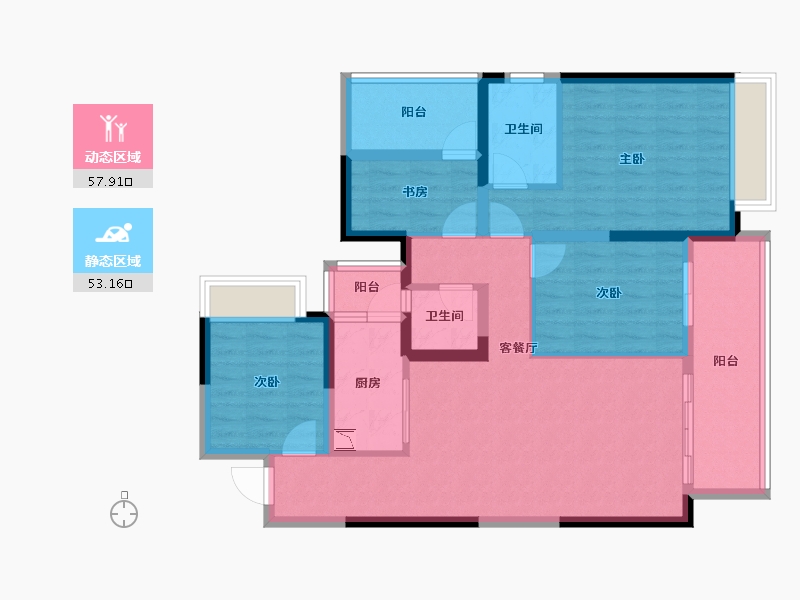 四川省-成都市-北京城建龙樾湾-98.39-户型库-动静分区