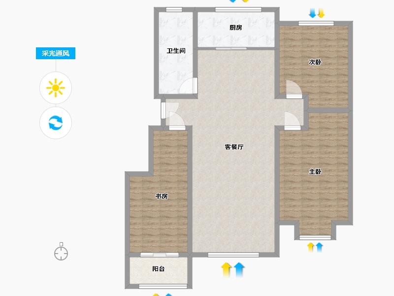 山东省-滨州市-恒基山庄-130.00-户型库-采光通风