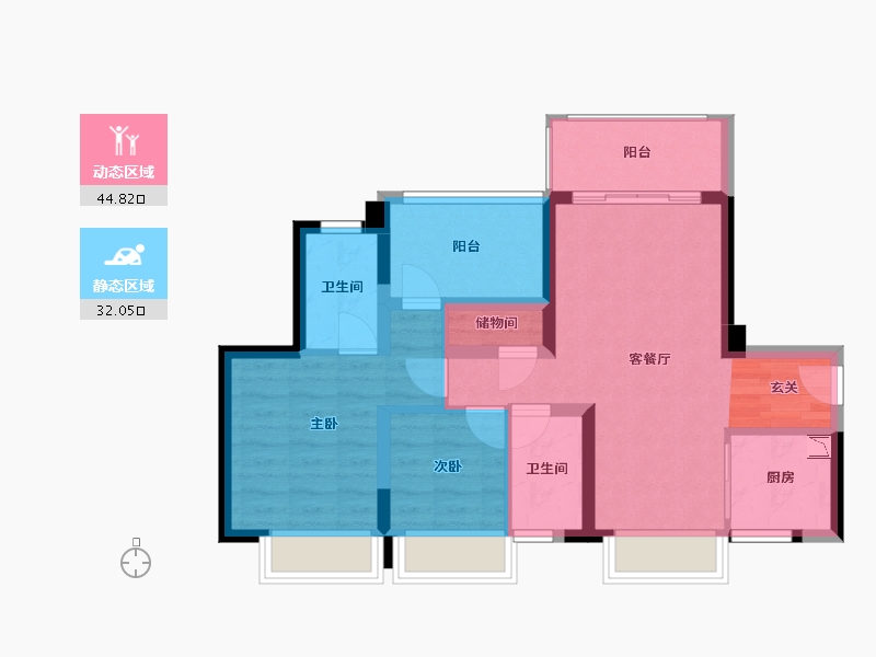 广东省-深圳市-佳兆业盐田城市广场三期-67.54-户型库-动静分区