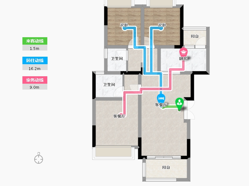 重庆-重庆市-金科禹洲府-75.83-户型库-动静线