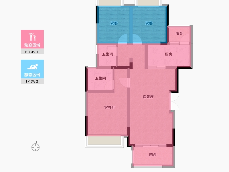 重庆-重庆市-金科禹洲府-75.83-户型库-动静分区