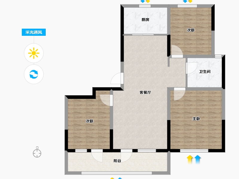 山东省-青岛市-中仁·澜山悦府-110.01-户型库-采光通风