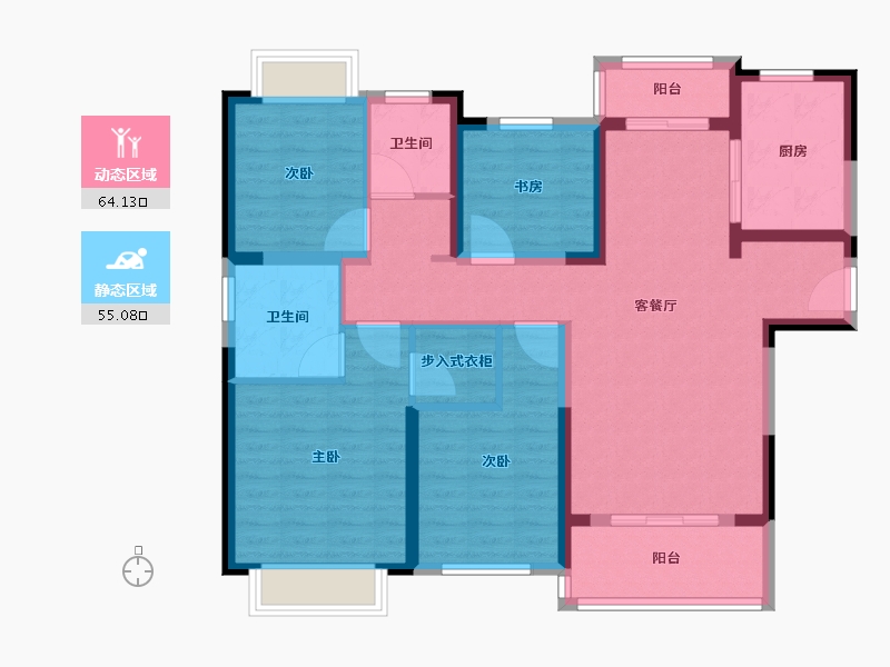 湖北省-武汉市-光谷188国际社区-106.07-户型库-动静分区