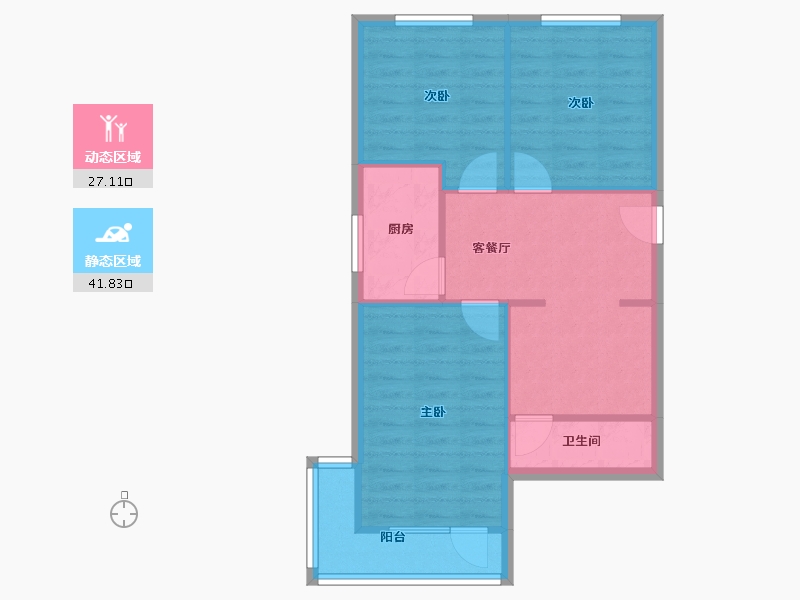 北京-北京市-展览路41号-61.97-户型库-动静分区