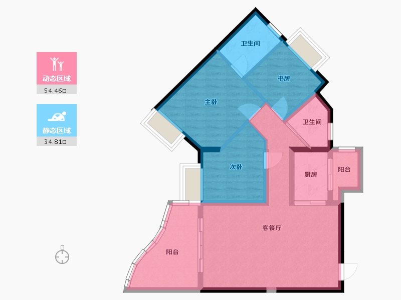 广东省-深圳市-深圳湾畔花园-79.50-户型库-动静分区