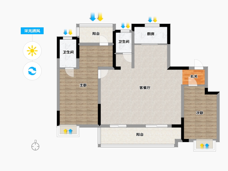 安徽省-合肥市-高速・蜀西湖畔-108.86-户型库-采光通风