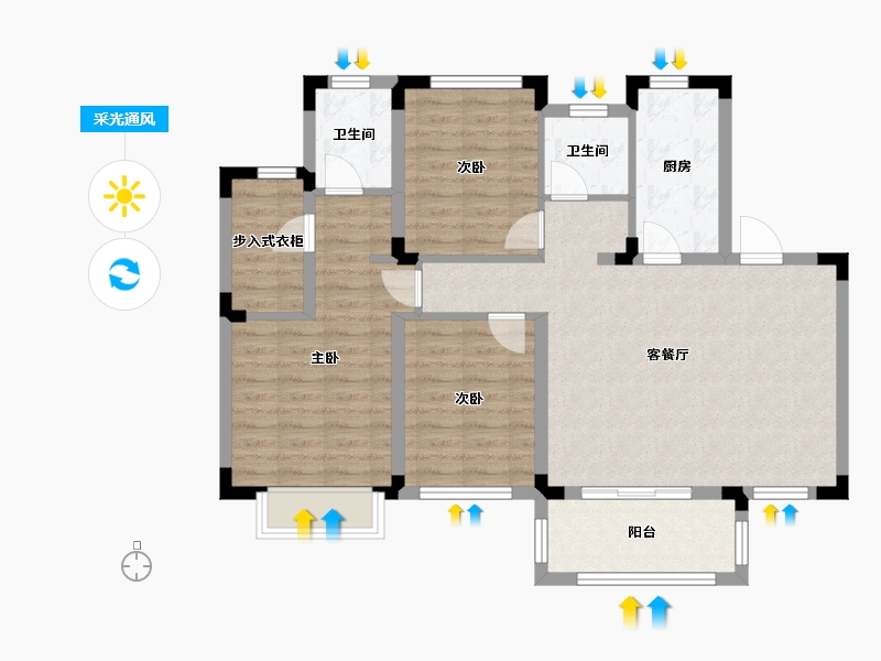 江西省-赣州市-新力帝泊湾-93.79-户型库-采光通风