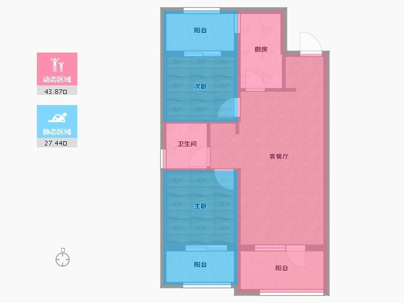 辽宁省-沈阳市-中南旭辉·和樾-63.07-户型库-动静分区