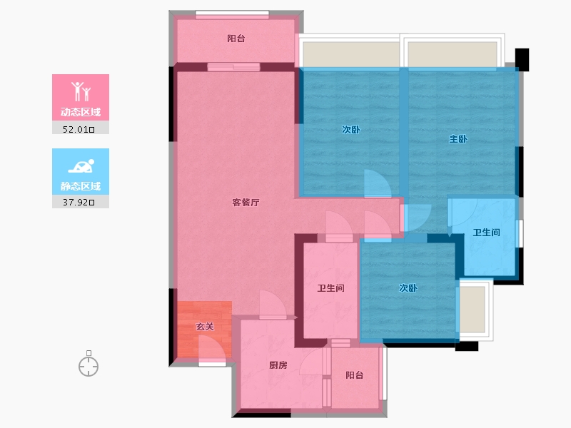 四川省-成都市-置信国色天乡鹭湖宫10区-79.14-户型库-动静分区