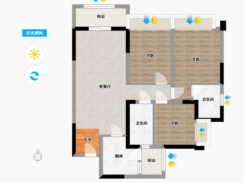 四川省-成都市-置信国色天乡鹭湖宫10区-79.14-户型库-采光通风