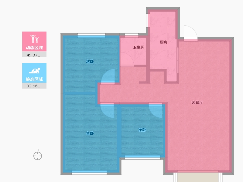 内蒙古自治区-赤峰市-紫御华府-69.66-户型库-动静分区