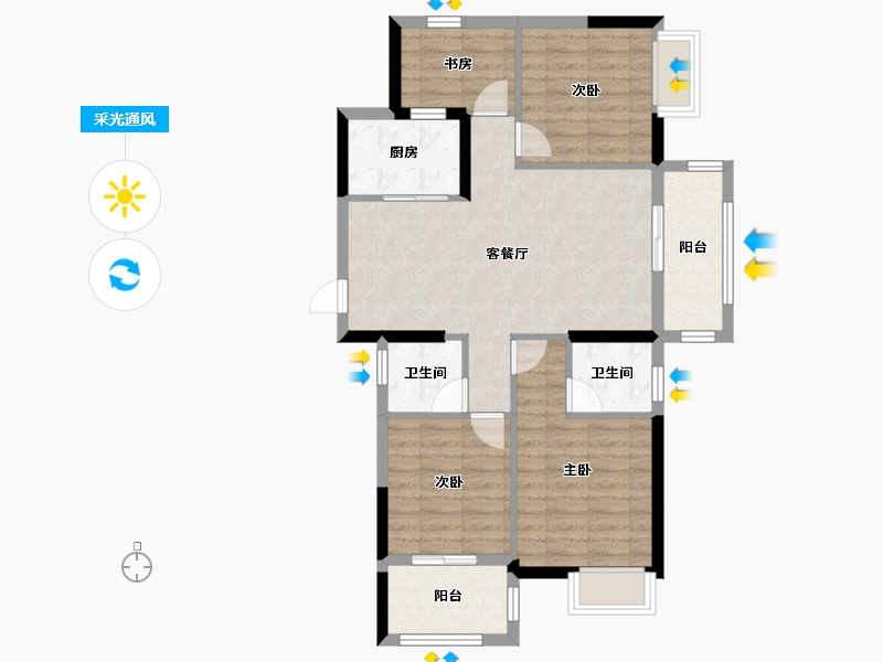 福建省-福州市-融侨・悦江南-84.25-户型库-采光通风