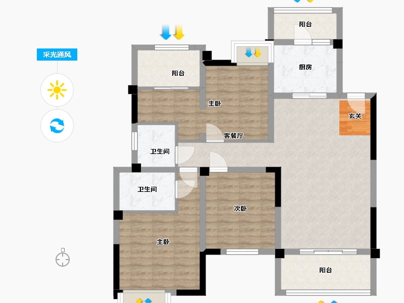 四川省-成都市-铂悦郡二期公园墅-98.50-户型库-采光通风