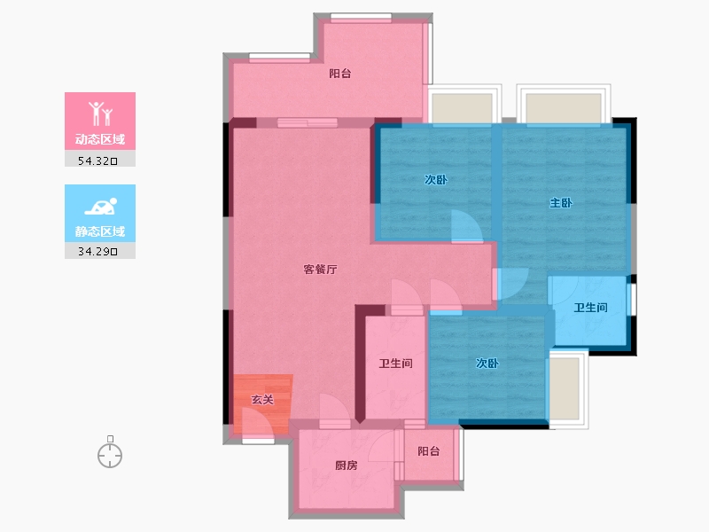 四川省-成都市-观岭国际社区翡翠湾-77.99-户型库-动静分区